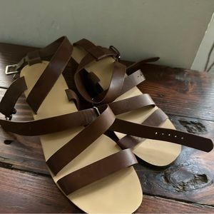 Forever 21 Strap Up Faux Leather Heel Sandals